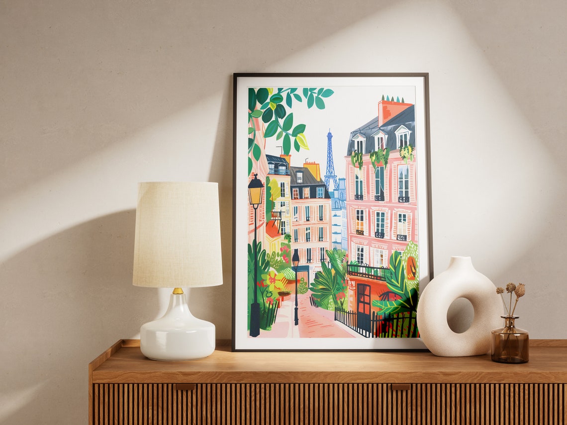 Paris Eiffel Tower Charming Street Pastel Illustration Poster - Image 2