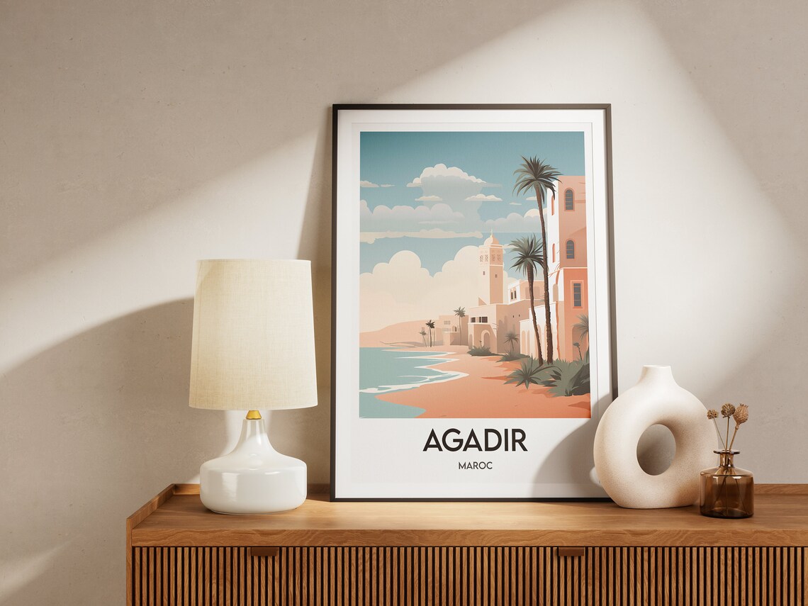 Agadir Travel Poster Interior Decoration Agadir Morocco Poster - Image 2