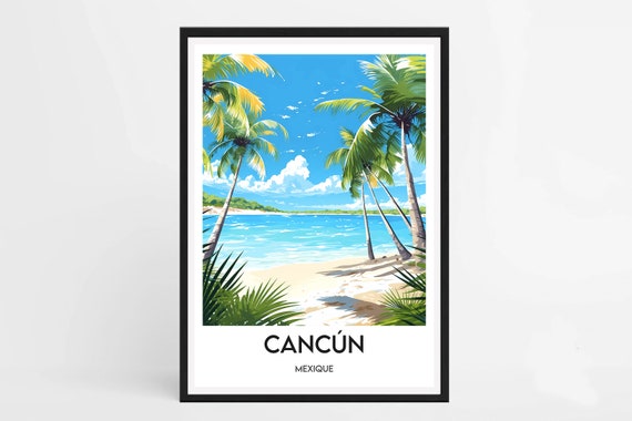 Cancun Framed Poster Cancun Frame Illustration Cancun Mexico Frame Poster