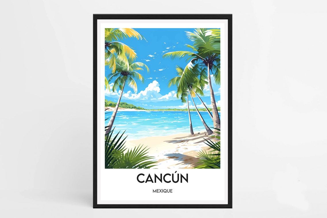 Cancun Framed Poster Cancun Frame Illustration Cancun Mexico Frame Poster