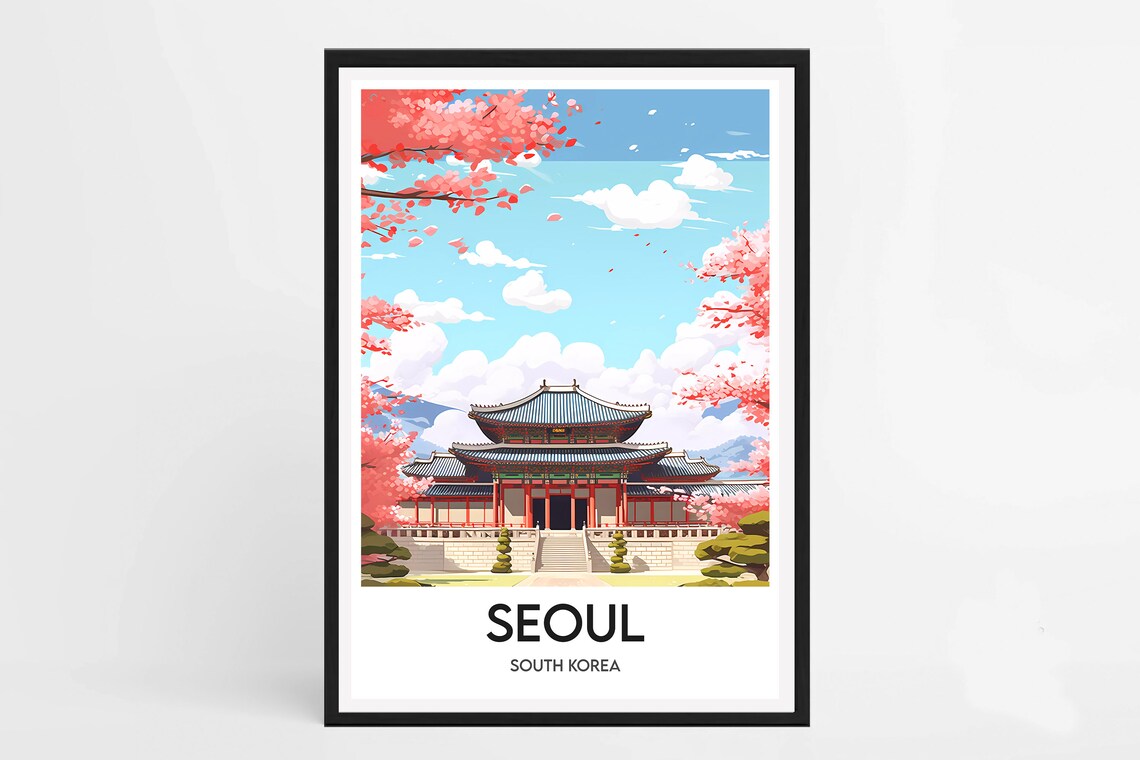 Seoul Travel Poster Illustration, South Korea