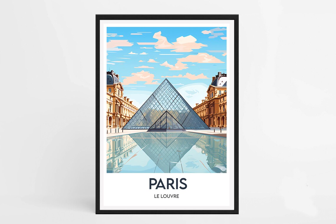 The Louvre Minimalist Illustration Travel Poster
