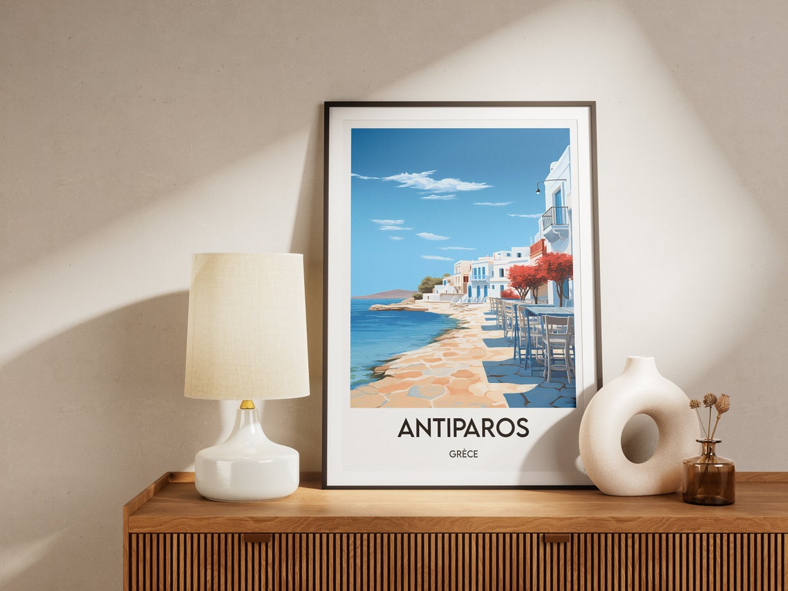 Antiparos Greece Beachfront Promenade Taverna Walk Travel Poster - Image 2