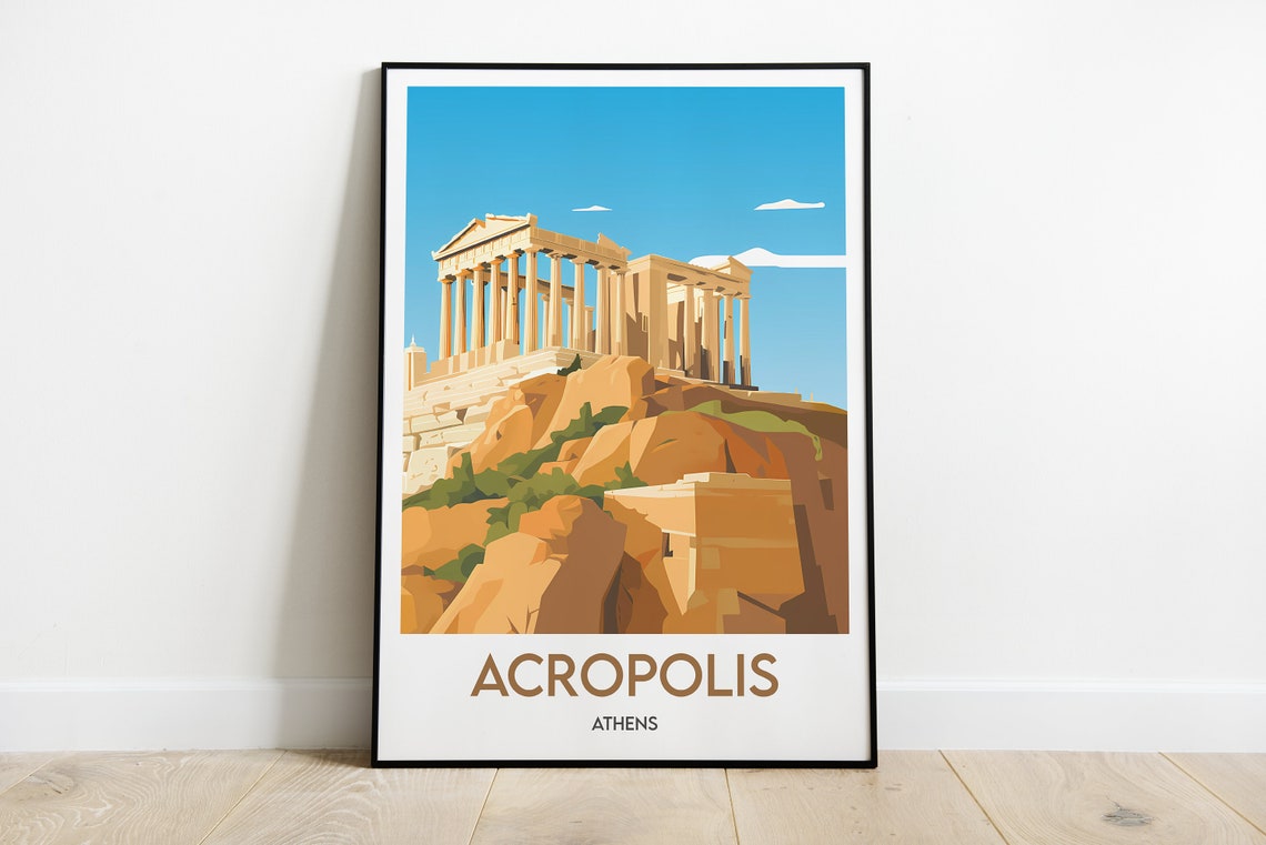 Acropolis Athens Greece Parthenon Hill Minimalist Travel Poster