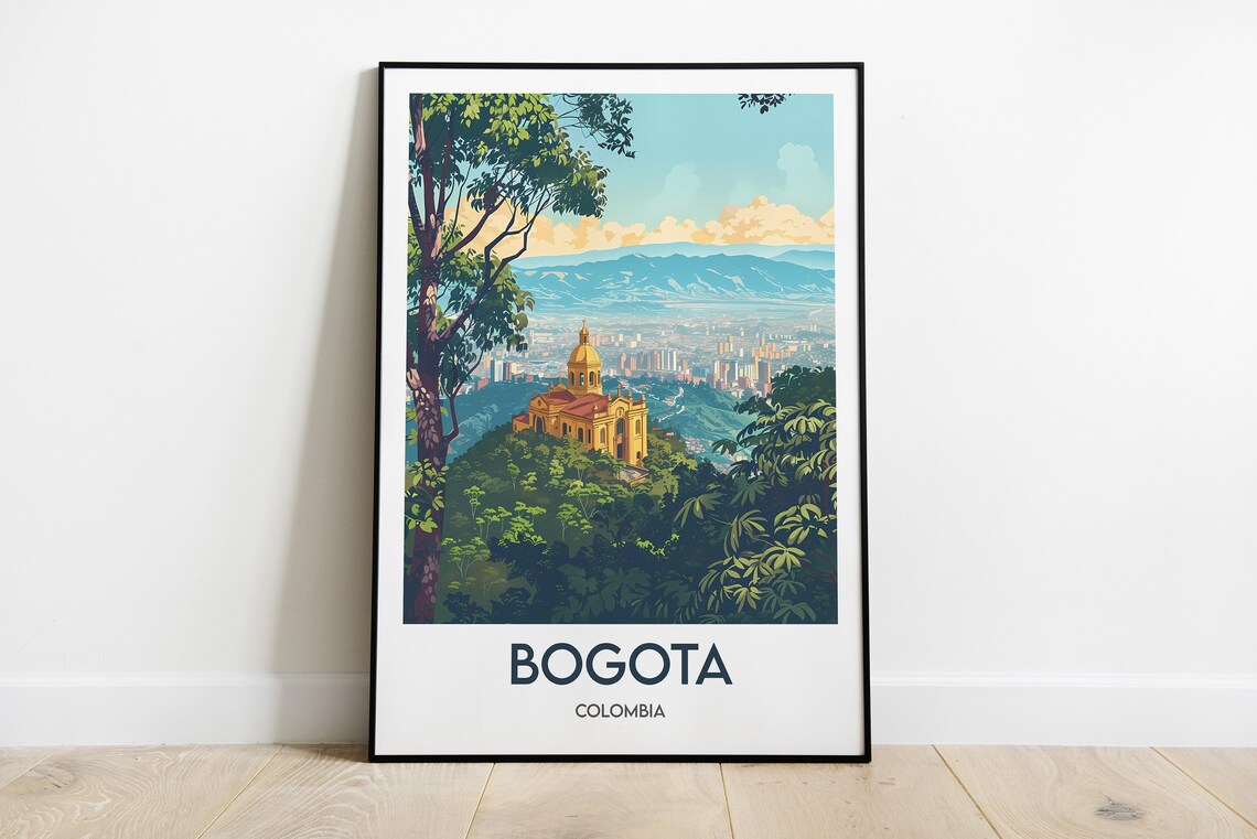 Bogota Travel Poster, Colombia Illustration Art Print
