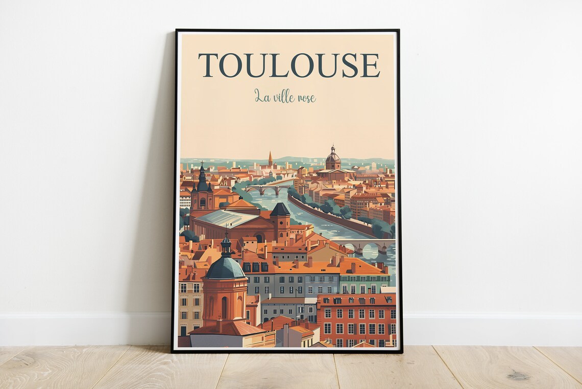 Toulouse Travel Poster, The Pink City Art Print