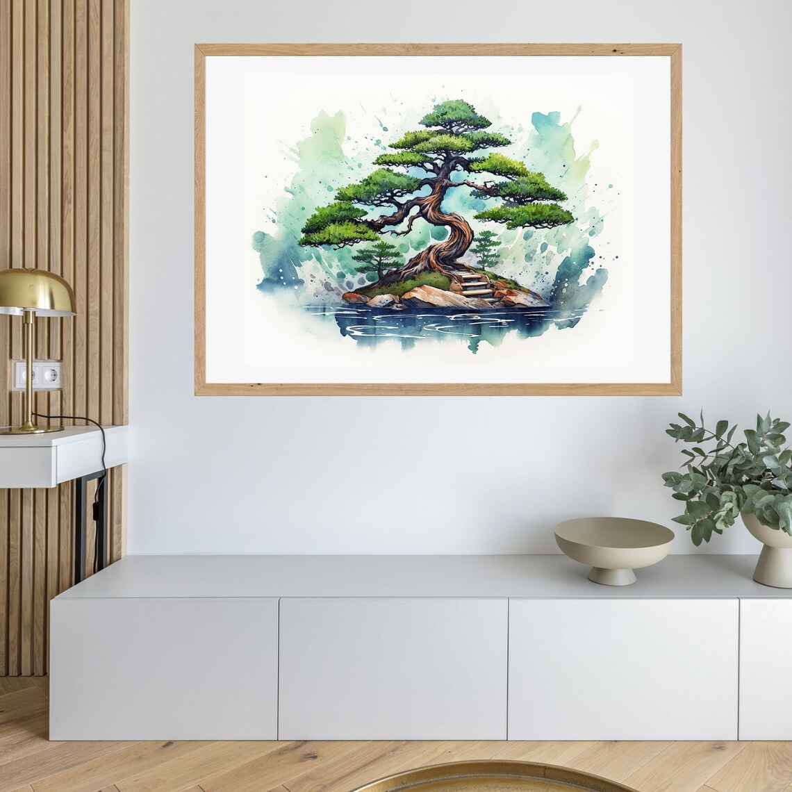 Zen Bonsai Wall Art Japandi Landscapeinstant Watercolor Zen Art Japanese Wall Art Spiritual Painting Asian Wall Art - Image 3