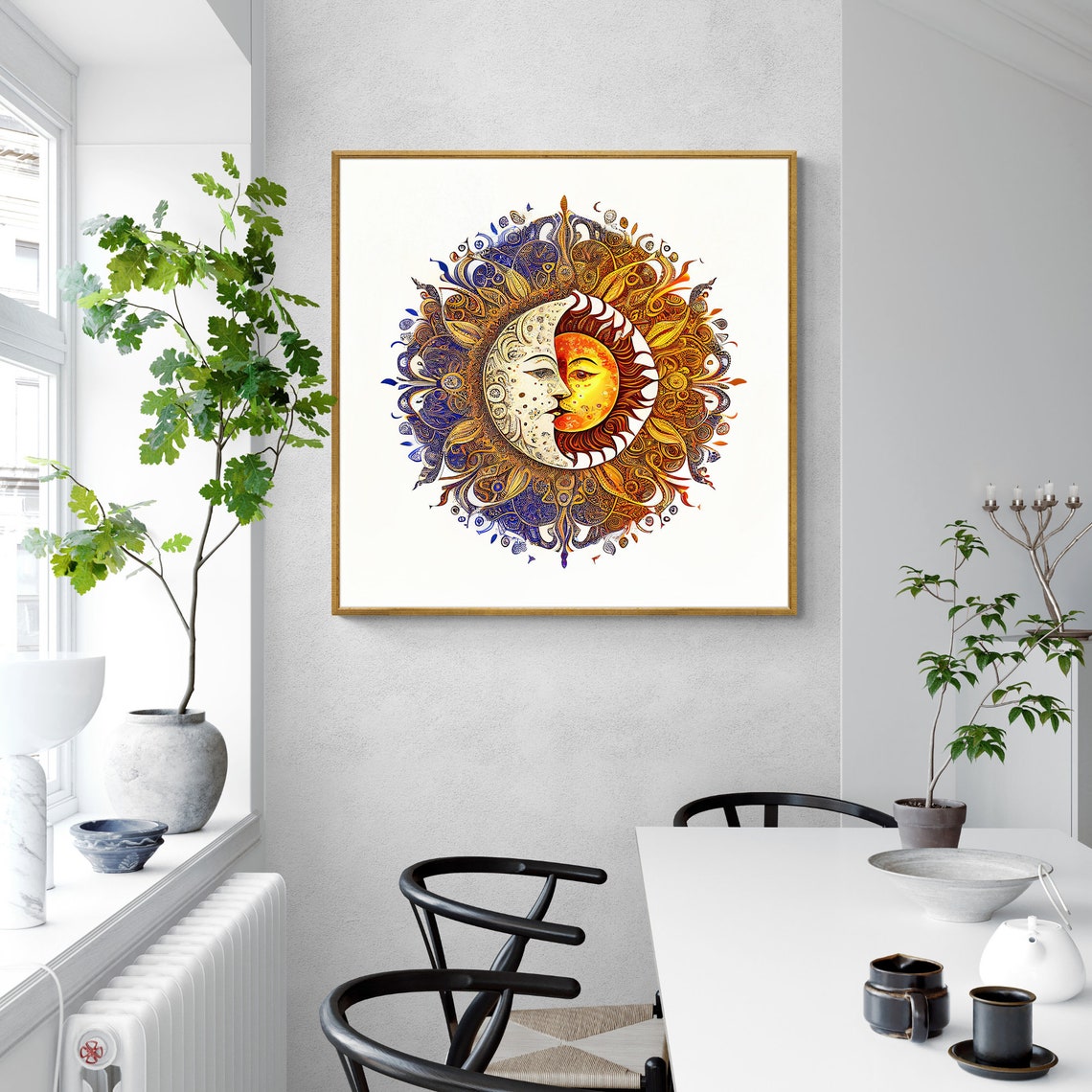 Sun E Moon Illustration Zen Wall Art Home Decor Mandala Wall Decor Custom Size Colourful Art Prints Art Wall Print Decor - Image 3
