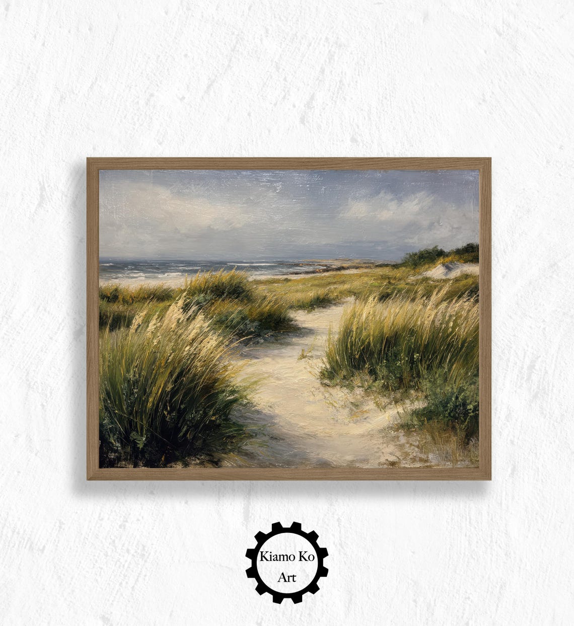 Grassy Coastal Dune Path Leading Down To The Ocean Waves Poster