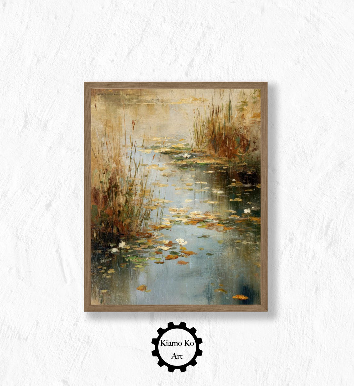 Pond Reflections Serene Nature Art Wall Decor Tranquil Landscape Cozy Home Vintage