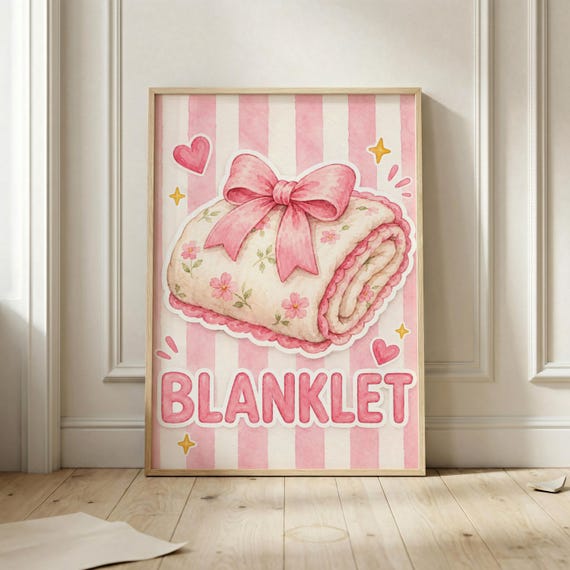 Custom Blanket Poster Personalized Pink Bow Nursery Wall Art Print