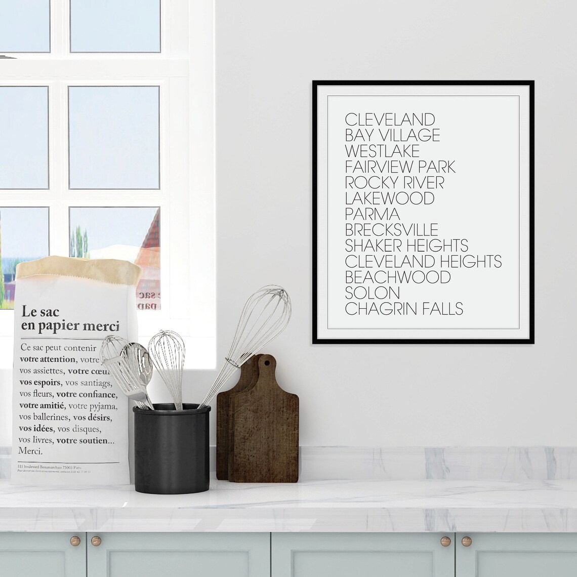 Cleveland Ohio Neighborhoods Typography Minimalist City Map Poster - Image 2