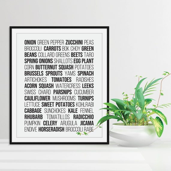 Minimalist Vegetable Kitchen Print Kitchen Wall Decor Dining Room Or Restaurant Large Poster New Home Or Housewarming Gift Idea