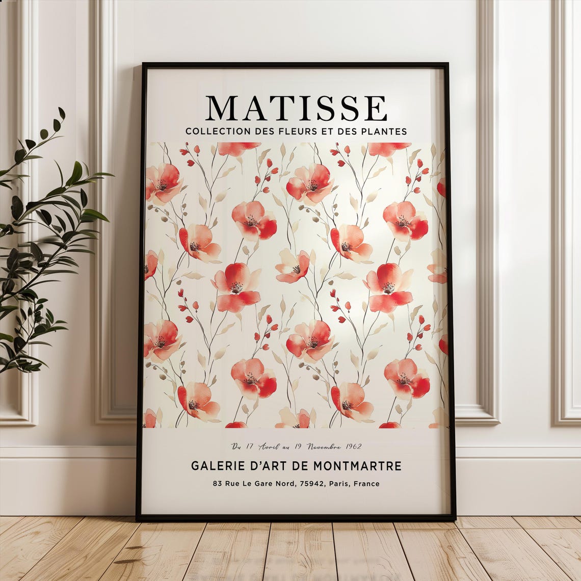 Henri Matisse Art Print Red Flower Poster Market Plant Botanical
