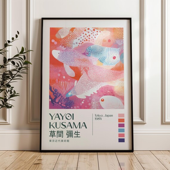 Yayoi Kusama Print Exhibition Poster Livingroom Maximalist Wall Art Modern Japandi