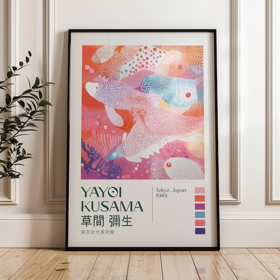 Yayoi Kusama Tokyo 1984 Peach Wave Abstract Exhibition Poster