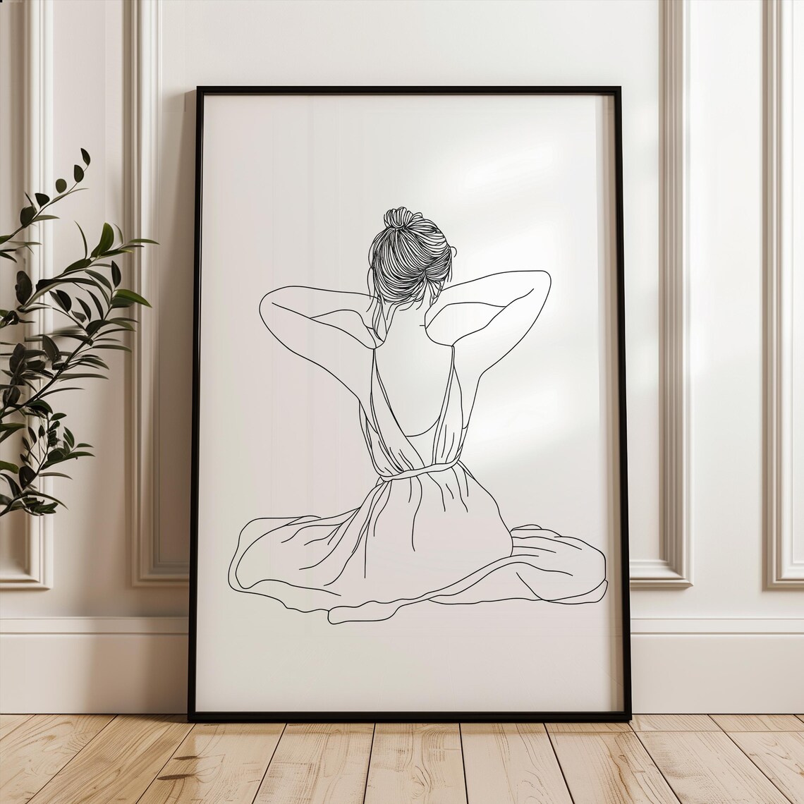 Seated Woman From Behind Line Art Minimalist Feminine Poster Art