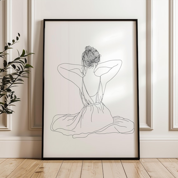 Seated Woman From Behind Line Art Minimalist Feminine Poster Art