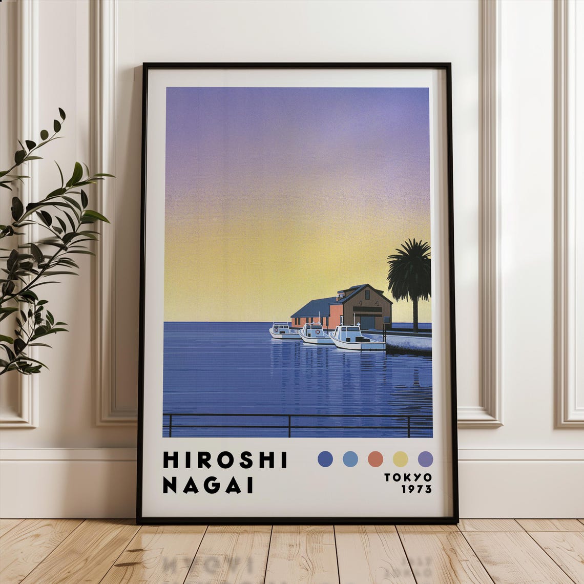 Hiroshi Nagai Tokyo 1975 Harbor Boats Retro Japanese Art Poster