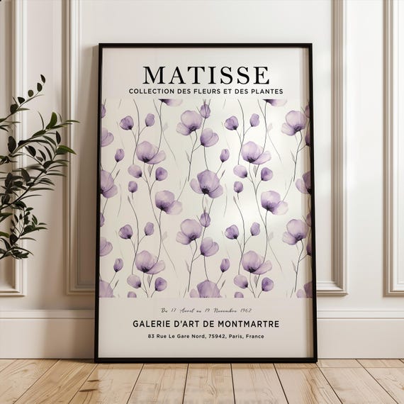 Henri Matisse Art Print Flower Poster Market Purple Plant Botanical