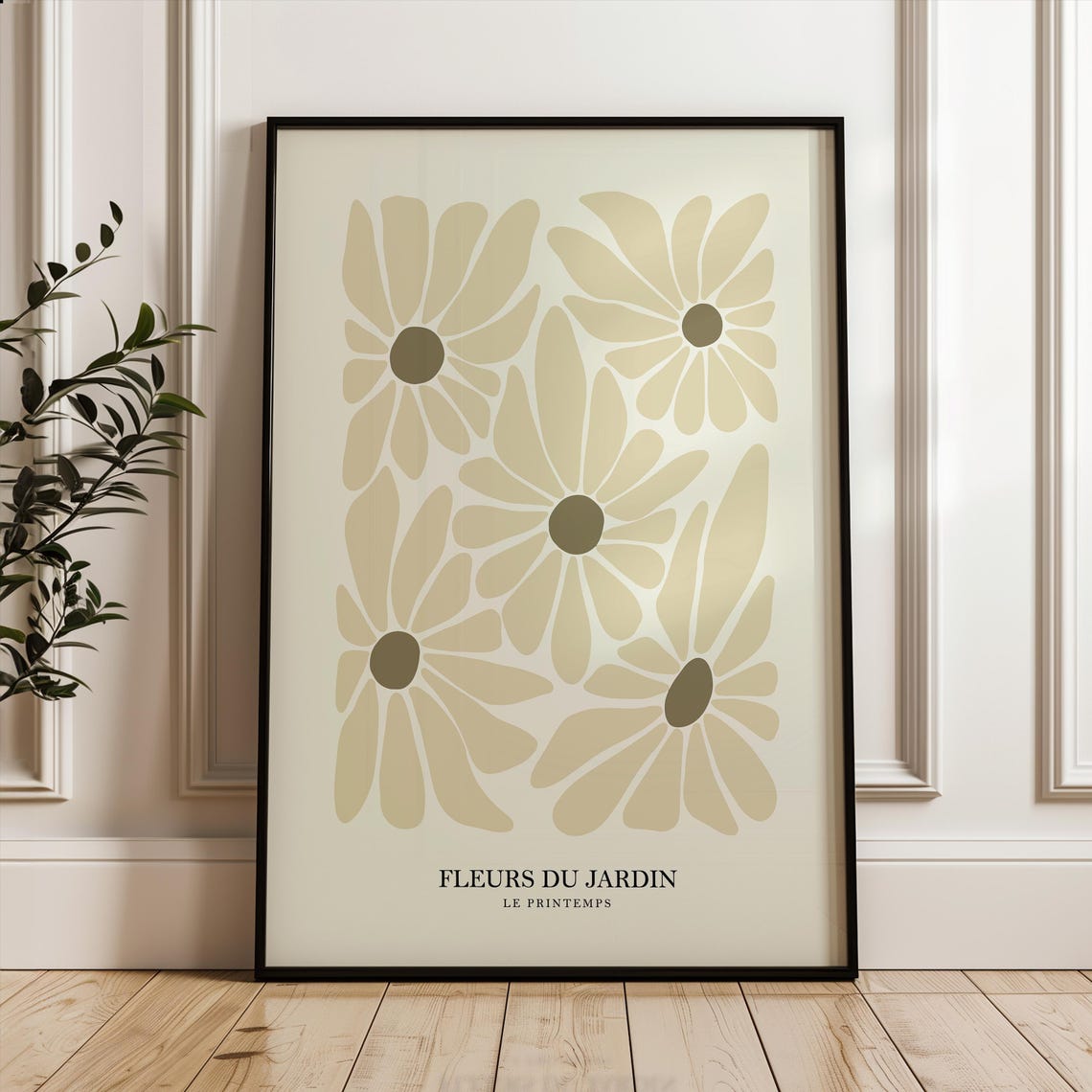 Matisse Style Fleurs du Jardin Beige Daisy Botanical Art Poster