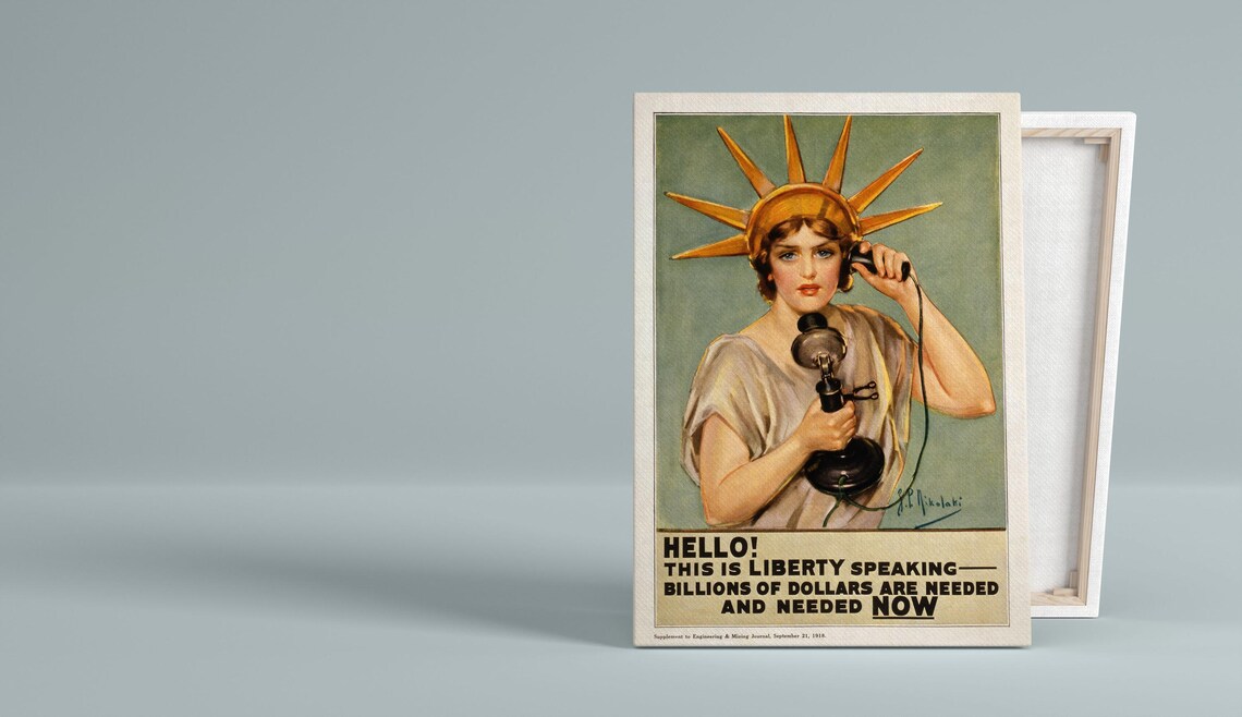 Vintage 1918 Liberty Loan WWI Patriotic Propaganda Art Poster - Image 3