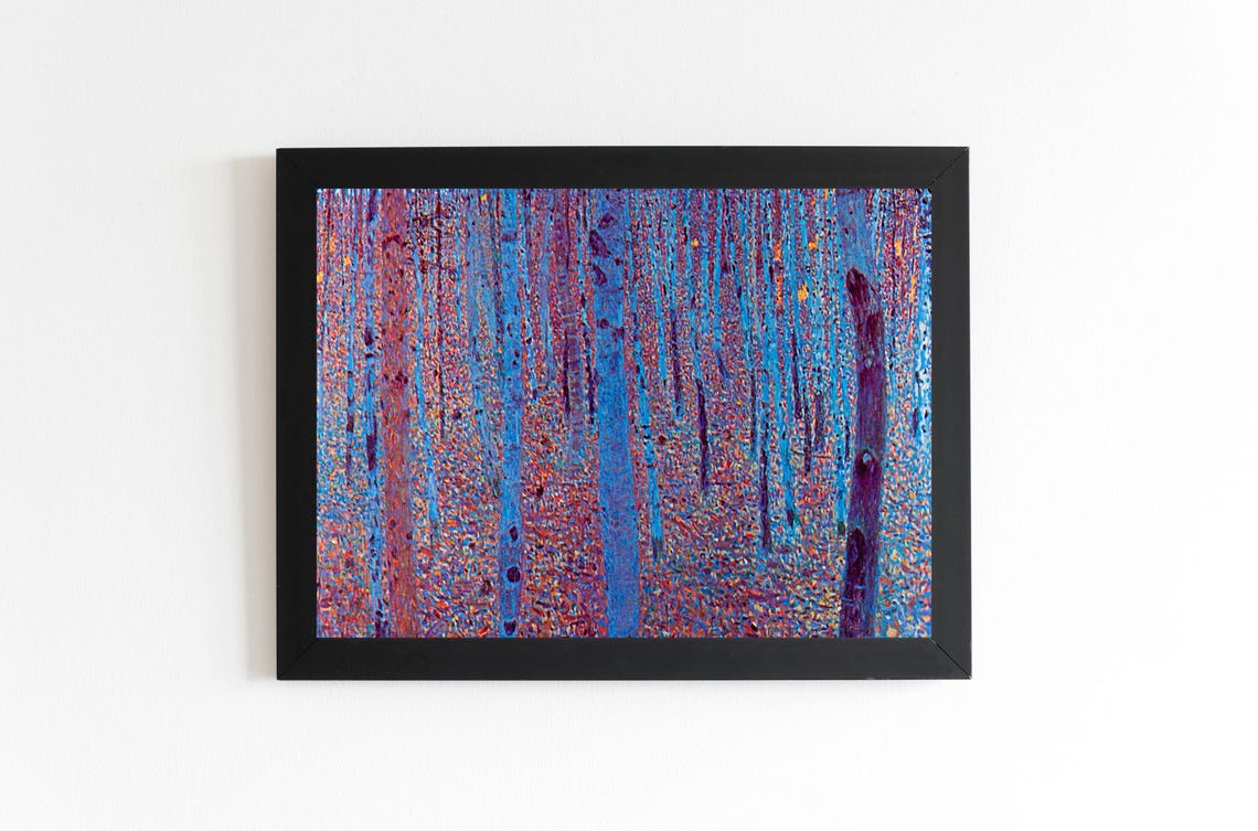 Abstract Blue Forest Wall Art Vibrant Landscape Print Modern Home Decor - Image 4