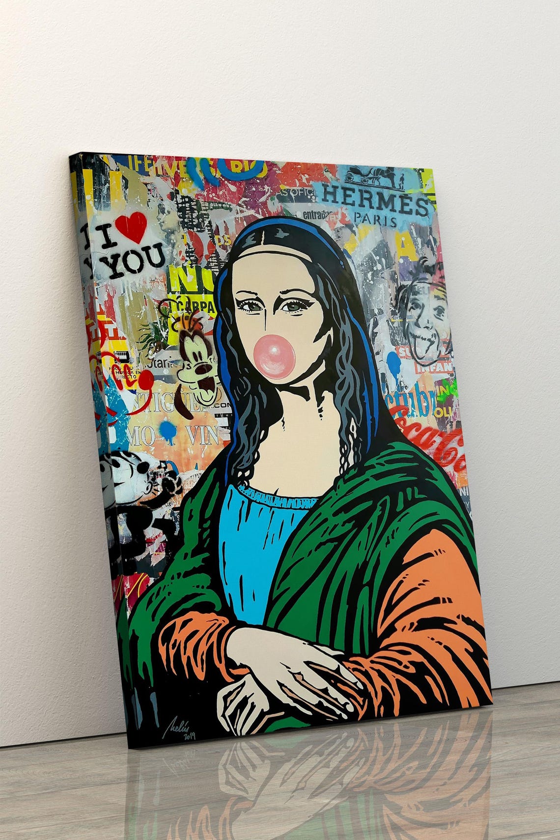 Mona Lisa Blowing Bubblegum Street Art Graffiti Pop Culture Poster - Image 5