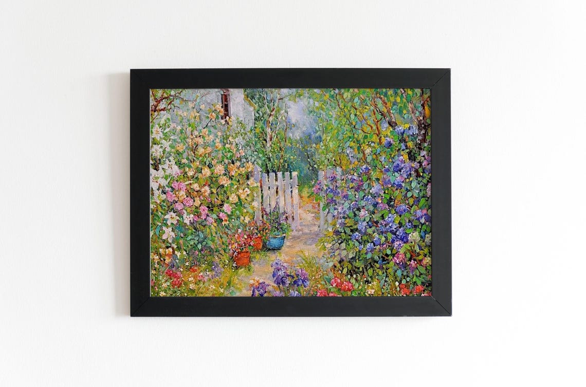 Impressionist Flower Garden Gate Canvas Blooming Spring Wall Art - Image 4