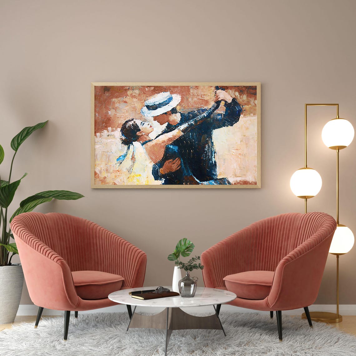 Romantic Dance Wall Art Elegant Couple Painting Passionate Tango Print - Image 4