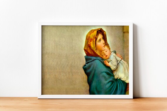 Virgin Mary Holding Sleeping Baby Jesus Classic Catholic Art Print