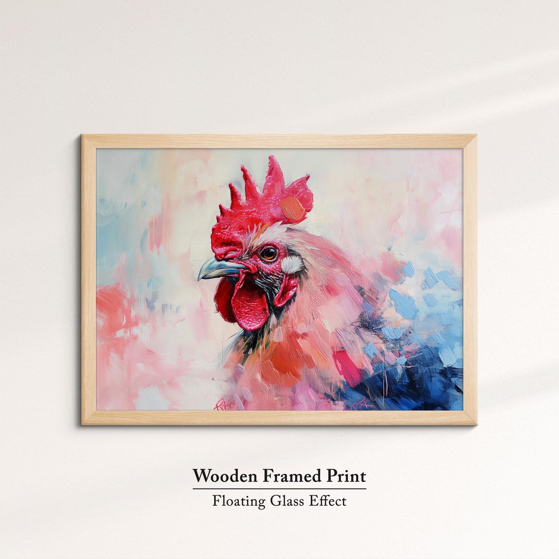 Rooster Head Red Comb Bold Pink Blue Abstract Farm Bird Art Poster - Image 6