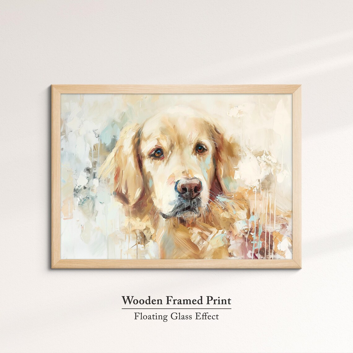 Golden Retriever Face Front Soft Neutral Abstract Oil Painting Poster - Image 6
