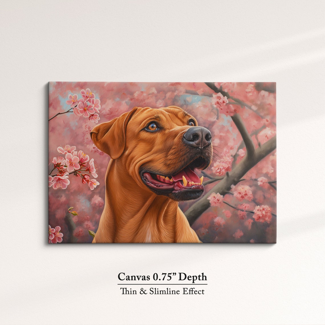 Rhodesian Ridgeback Happy Profile In Pink Cherry Blossoms Art Poster - Image 4