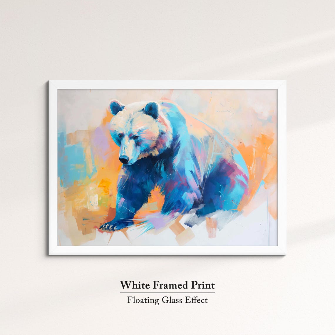 Bear Colorful Blue Orange Pastel Abstract Wildlife Painting Poster - Image 7