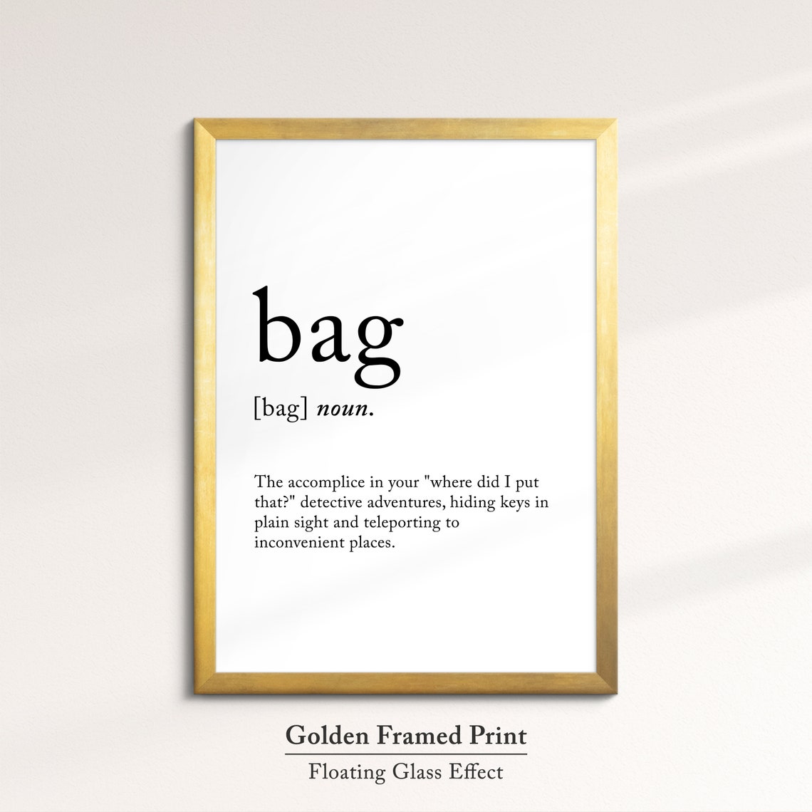 Bag Dictionary Definition Funny Handbag Quote Minimalist Wall Poster - Image 5