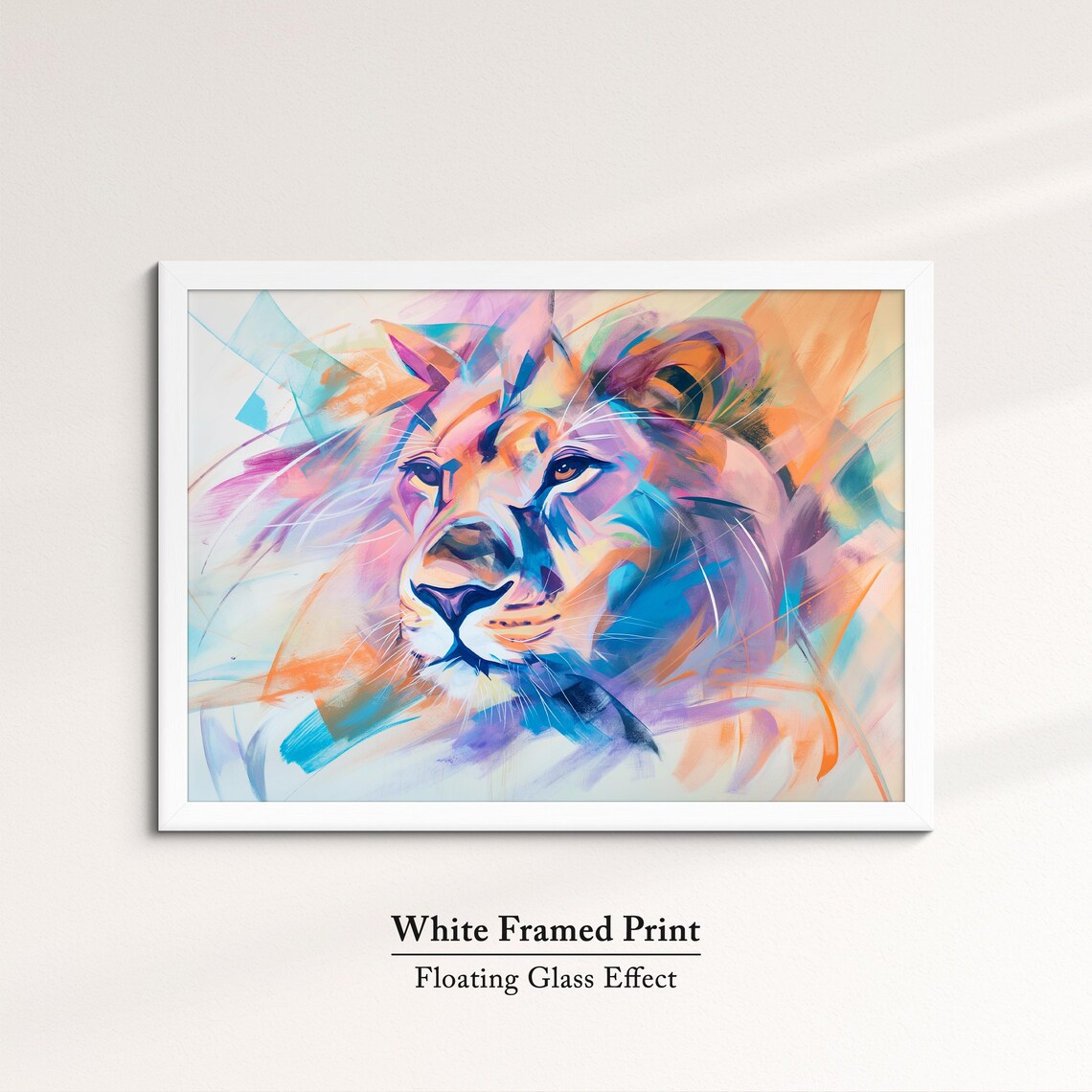 Lion Colorful Purple Orange Expressive Abstract Portrait Art Poster - Image 7