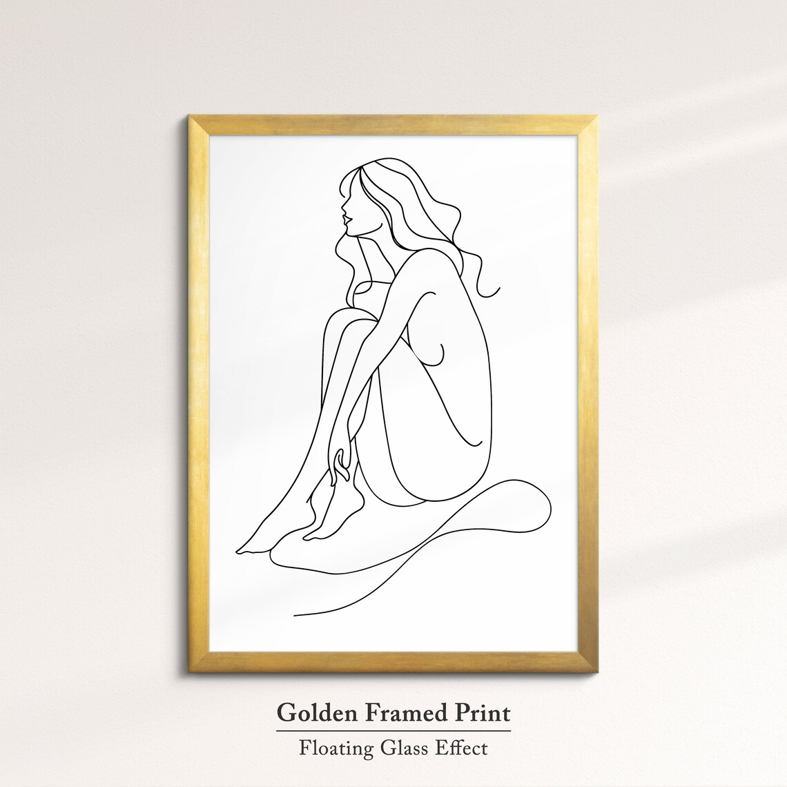 Seated Woman Arms Wrapped Knees Continuous Line Art Drawing Minimalist Poster - Image 5