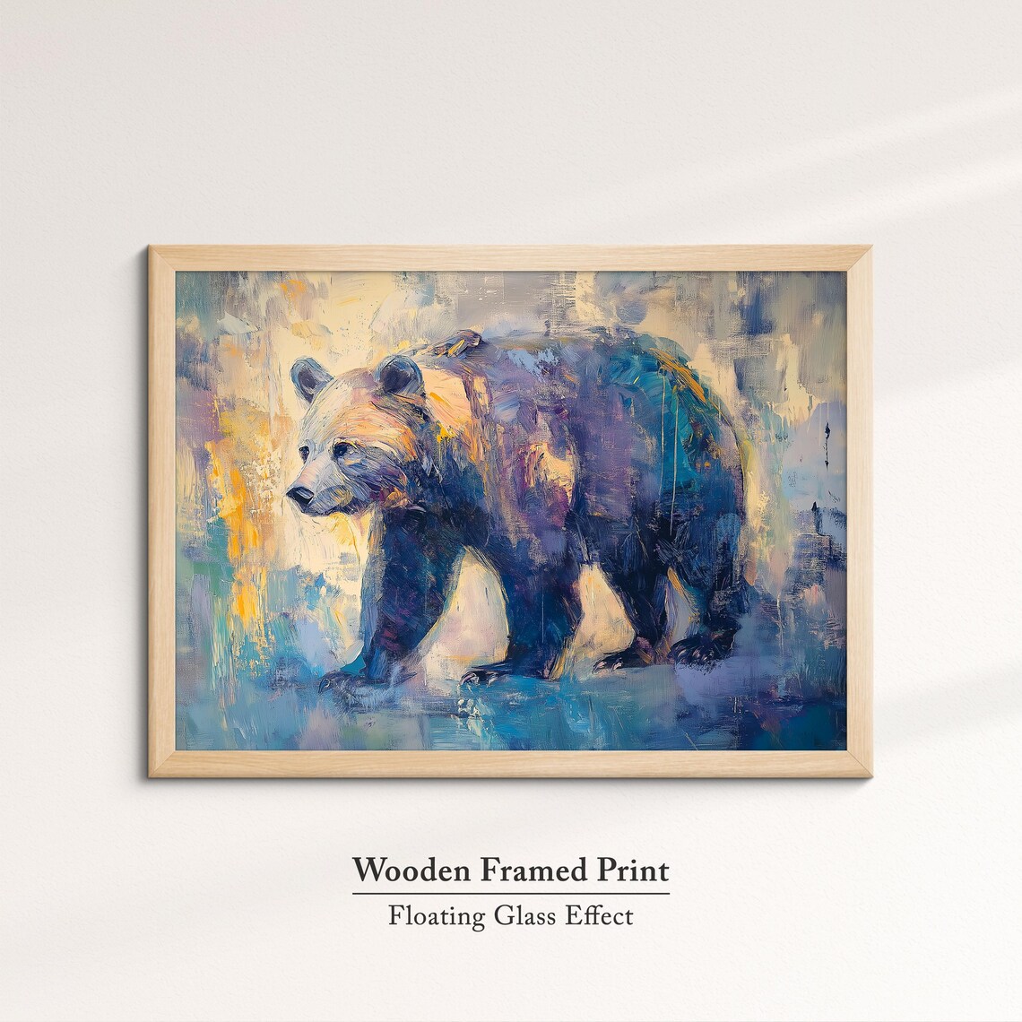 Grizzly Bear Walking Colorful Abstract Oil Painting Wildlife Wall Art Poster - Image 6