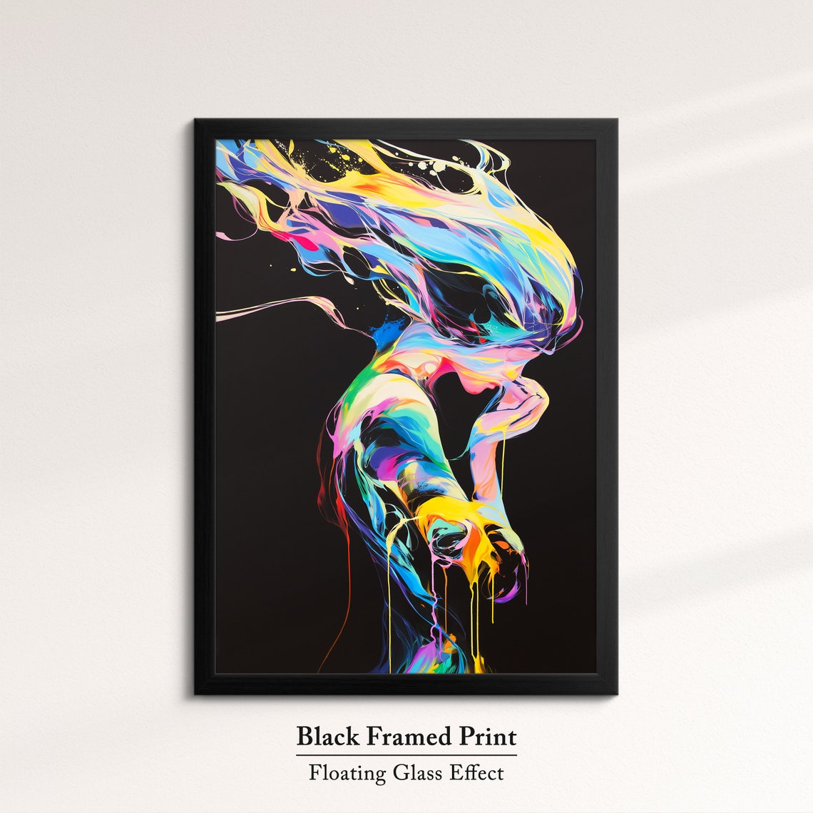 Neon Paint Splash Dancing Woman Swirling Colors Abstract Art Poster - Image 8