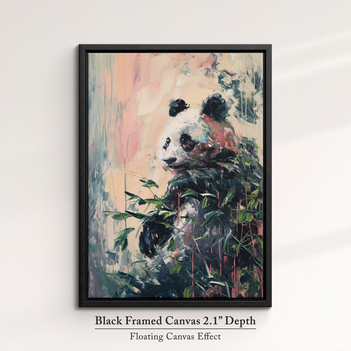Giant Panda Among Bamboo Colorful Abstract Oil Painting Wall Art - Image 2