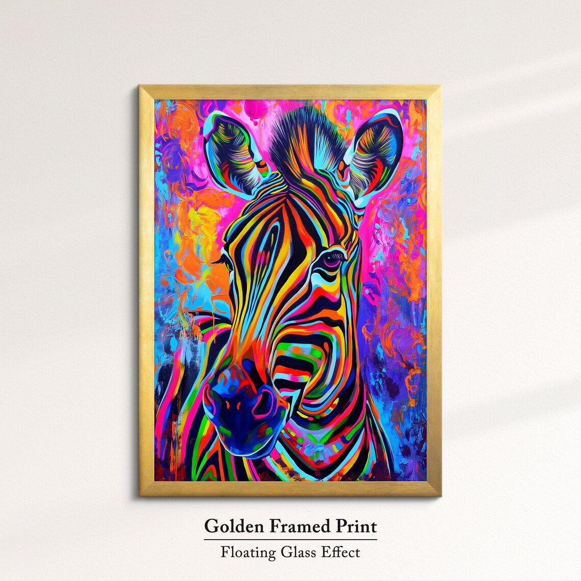 Colorful Zebra Abstract Oil Painting, Art Print - Image 5