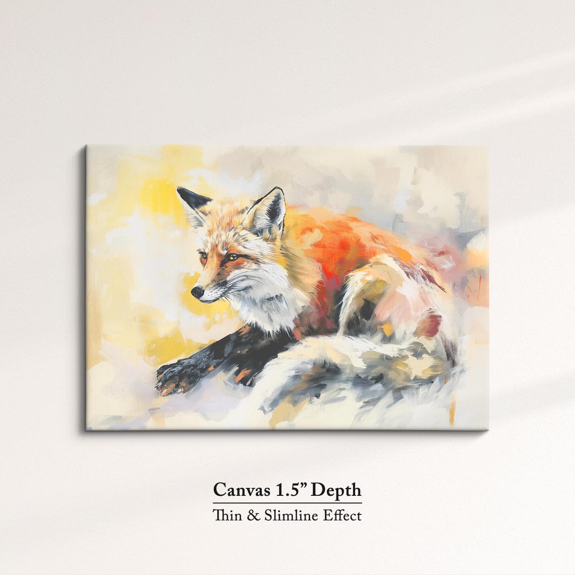 Red Fox Resting Abstract Watercolor Pastel Wildlife Wall Poster - Image 3