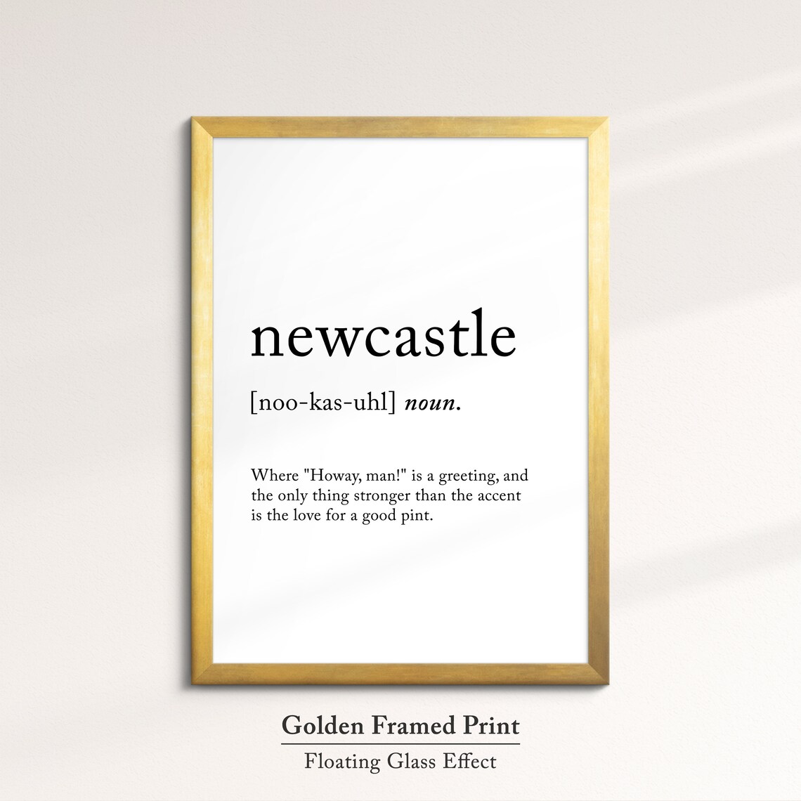 Newcastle England Uk Definition Dictionary Funny Quote Minimalist Framed Print Framed Wall Art Poster Home Decor Interior Gifts - Image 5