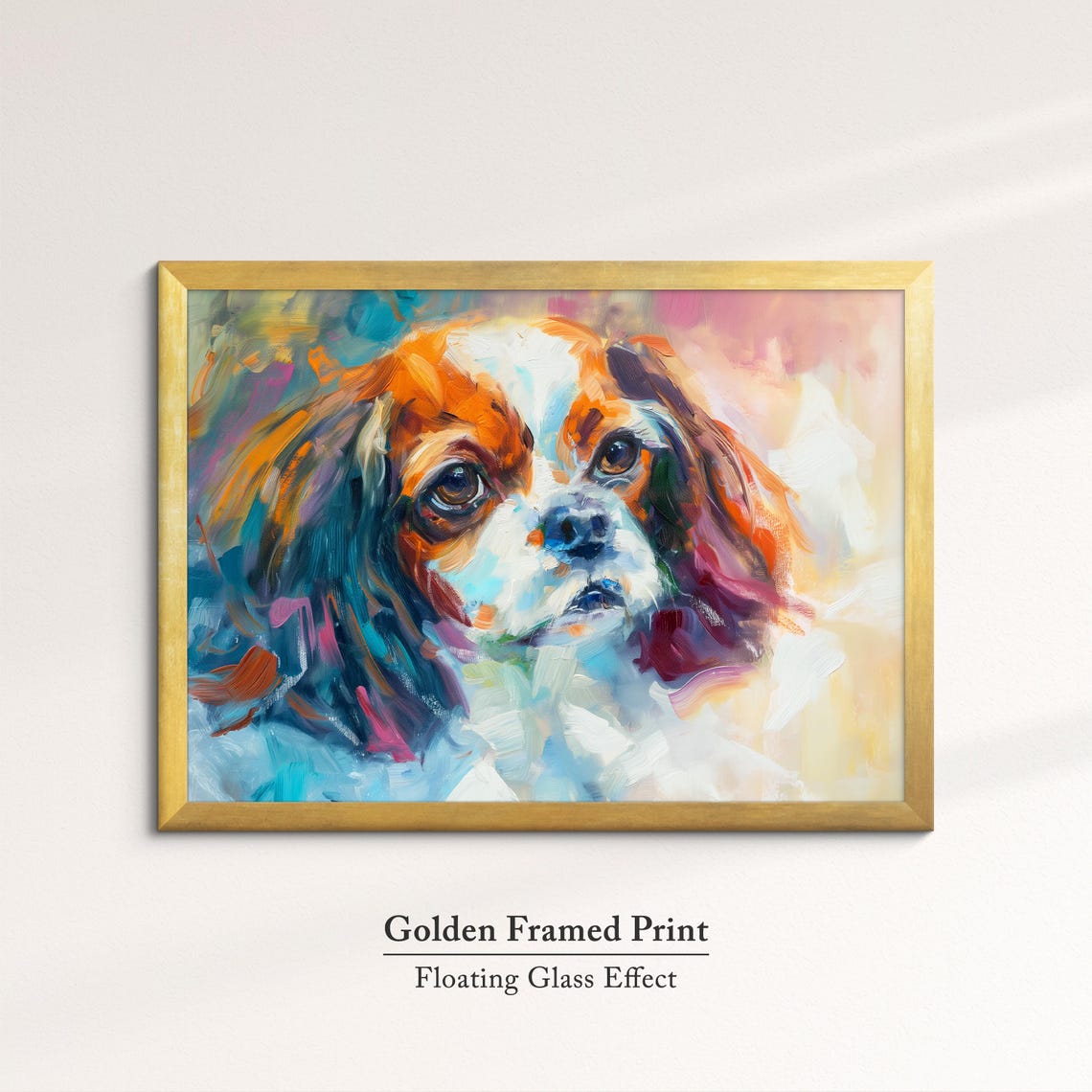 Cavalier King Charles Spaniel Warm Orange Teal Abstract Dog Poster - Image 5