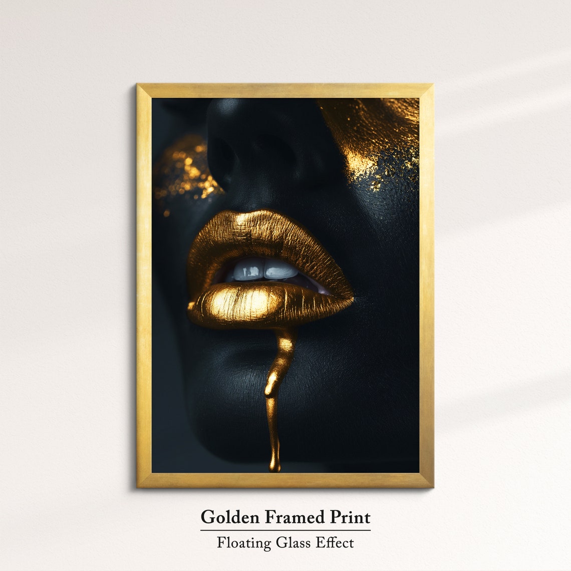 Gold Lips Art Luxurious Framed Wall Decor Bold And Elegant Artwork Perfect For Living Room Or Bedroom Modern Glam Gift Idea - Image 5