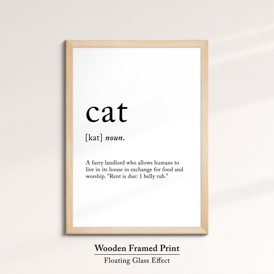 Cat Funny Dictionary Definition Noun Minimalist Black White Art Poster - Image 6