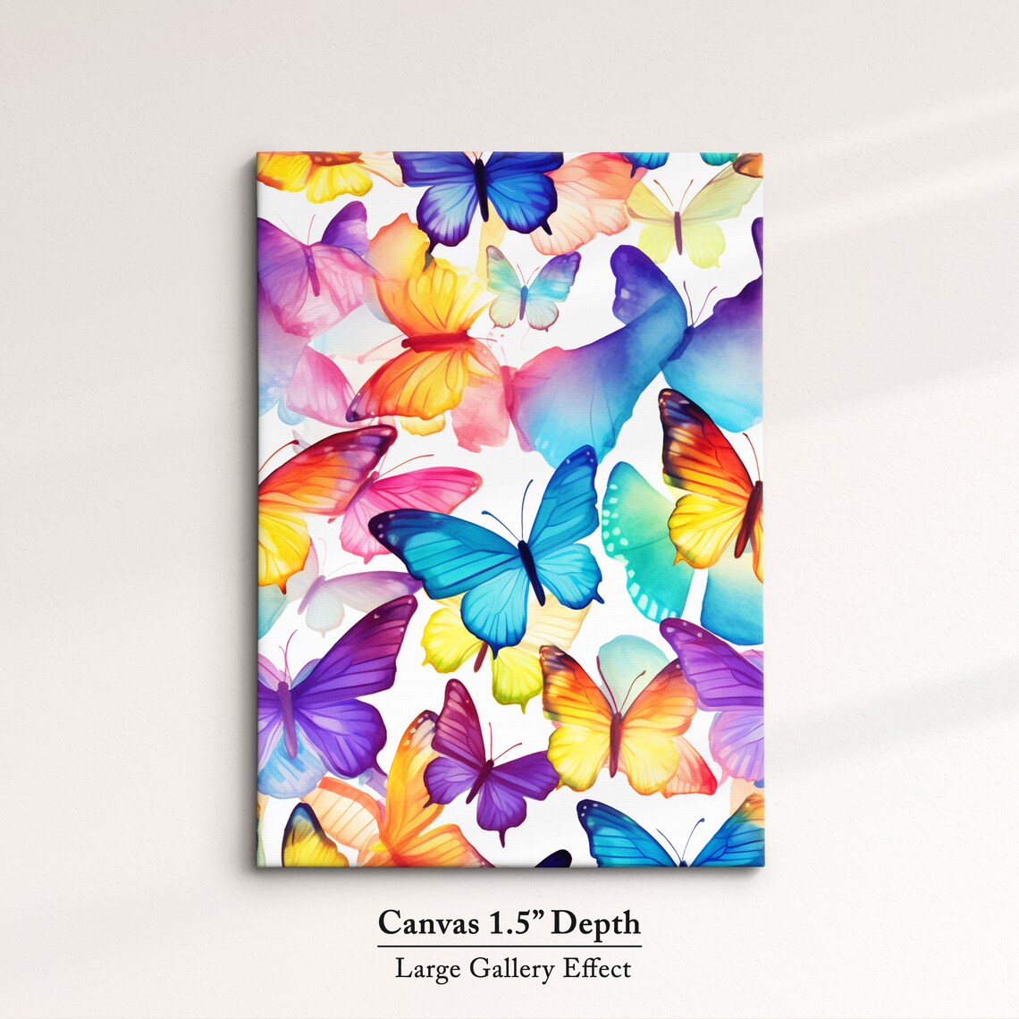 Rainbow Watercolor Butterflies On White Whimsical Insect Art Poster - Image 3