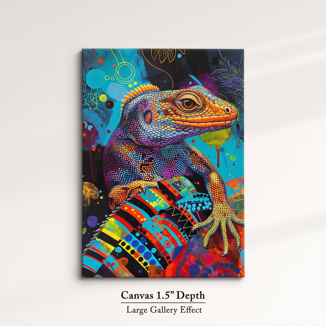 Colorful Bearded Dragon Abstract Oil Painting Framed Print Framed Portrait Wall Art Poster Home Decor Interior Pet Lover Gift - Image 3