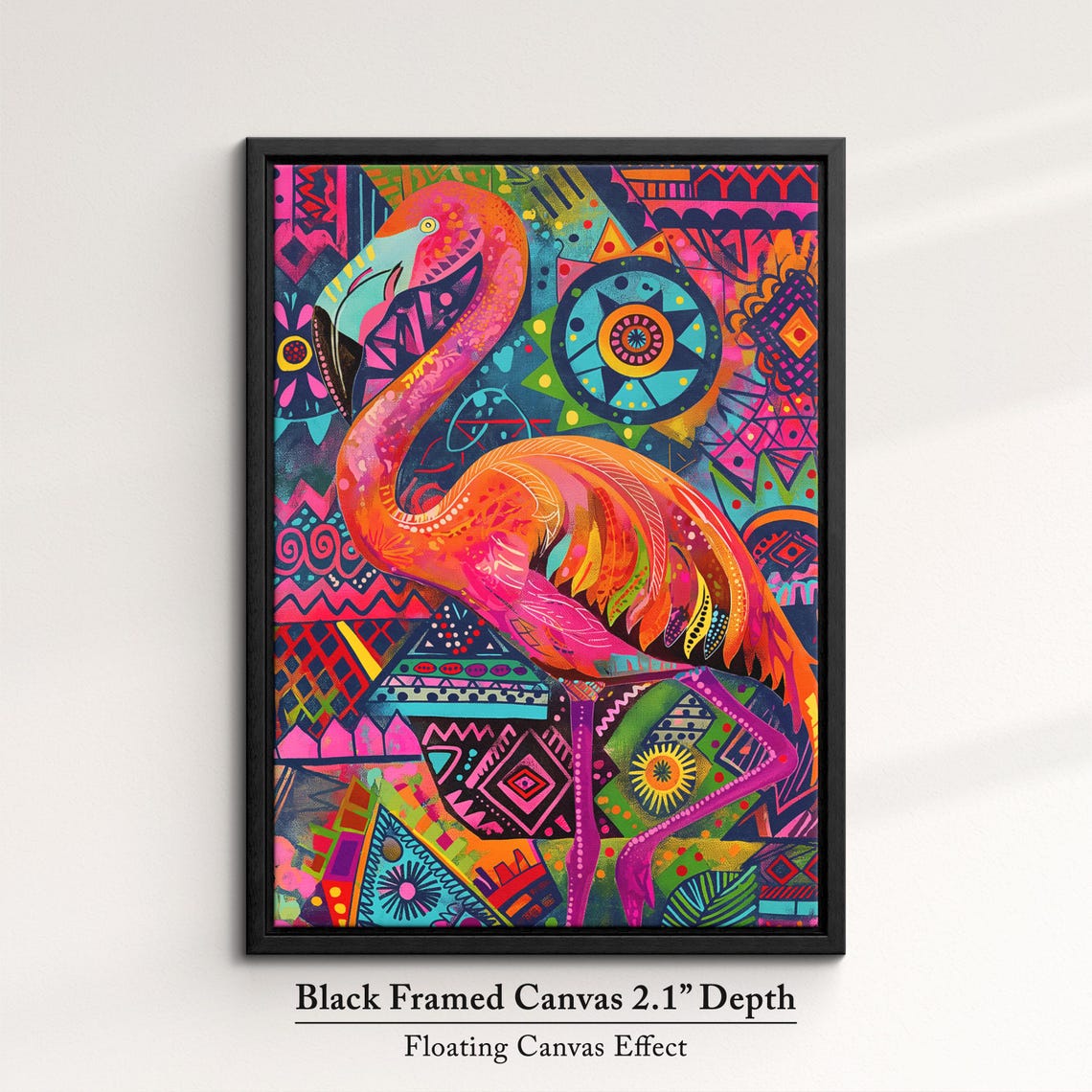Pink Flamingo Pop Art Tribal Pattern Bright Tropical Bird Wall Poster - Image 2